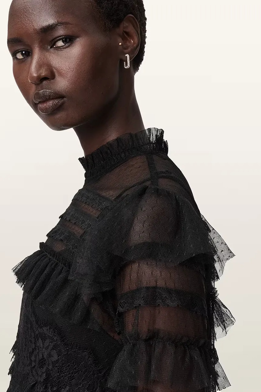 Сукня AllSaints колір чорний maxi пряма W182DD