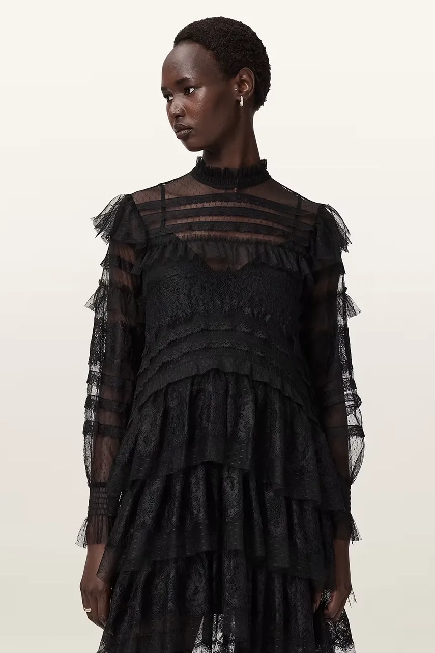 Сукня AllSaints колір чорний maxi пряма W182DD