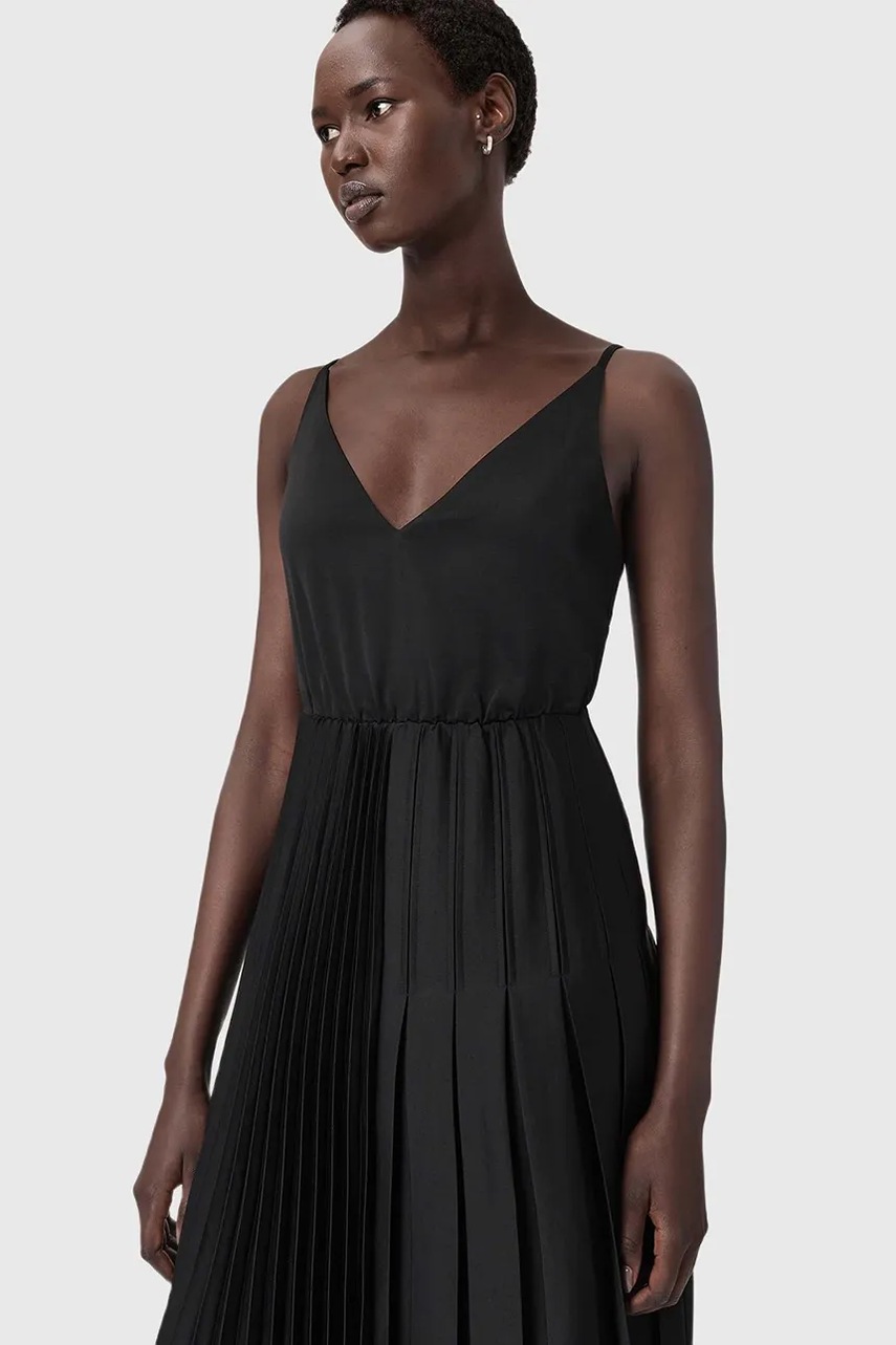 Сукня з додаванням вовни альпаки AllSaints колір чорний maxi пряма W193DD