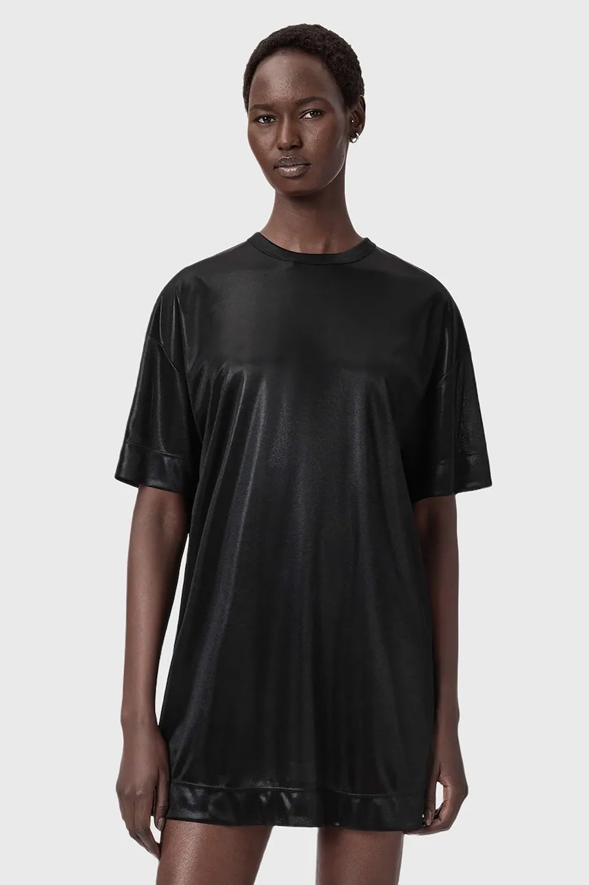 AllSaints rochie culoarea negru, mini, oversize, W141DD