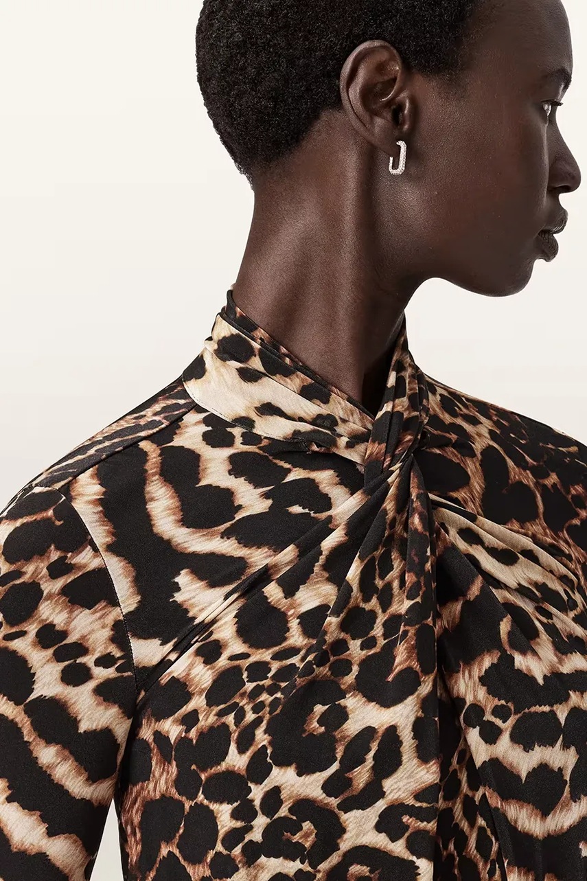 Сукня AllSaints колір коричневий maxi розкльошена W206DD