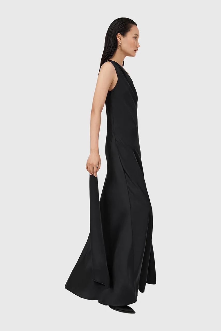 Сукня AllSaints колір чорний maxi розкльошена W181DD