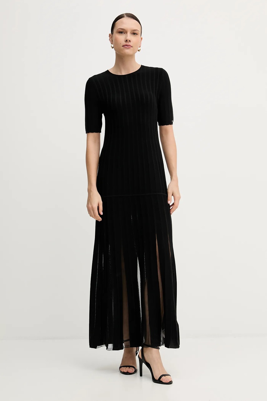 Levně Šaty Tommy Hilfiger černá barva, maxi, WW0WW47675
