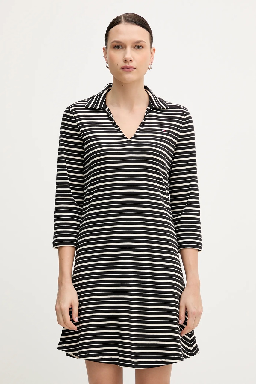 Levně Bavlněné šaty Tommy Hilfiger černá barva, mini, WW0WW47868