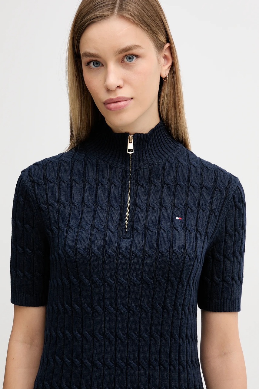 Бавовняна сукня Tommy Hilfiger колір синій mini облягаюча WW0WW48444