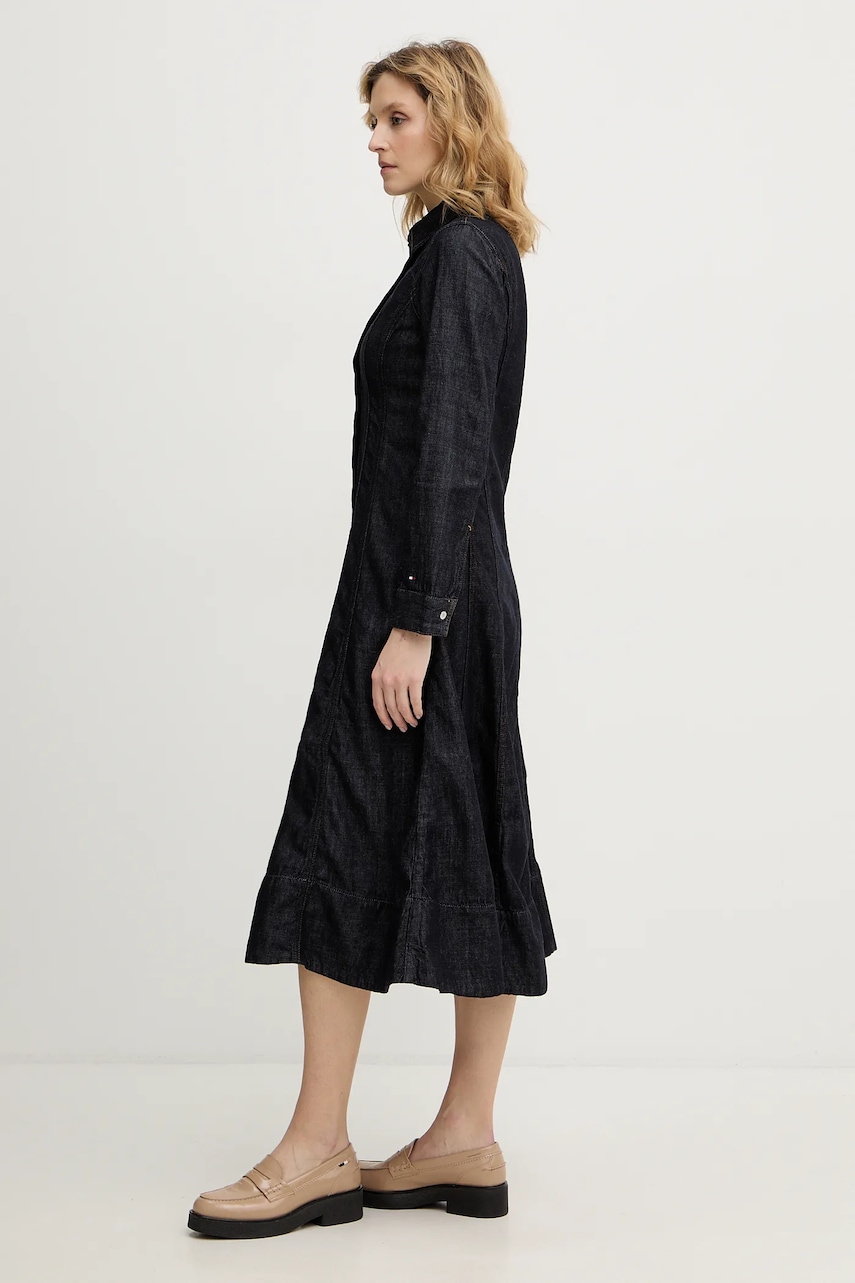 Джинсова сукня Tommy Hilfiger колір синій midi розкльошена WW0WW48520