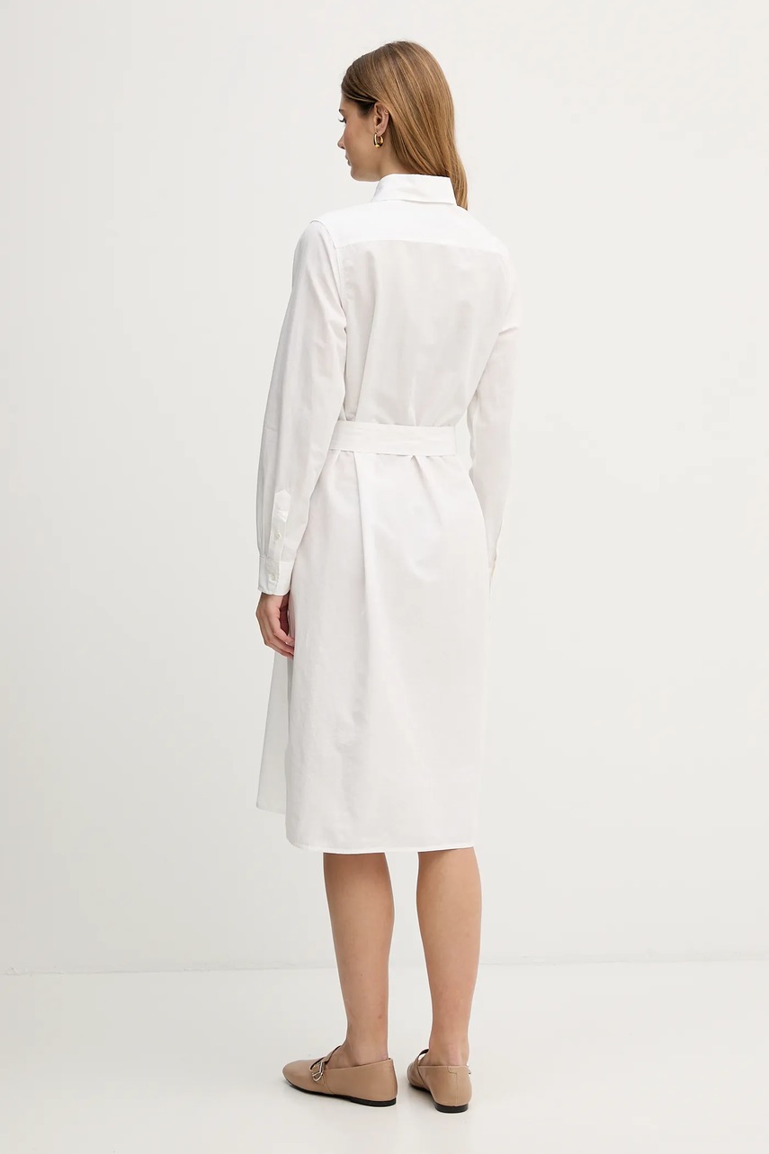 Сукня з додаванням льону Polo Ralph Lauren колір бежевий midi пряма 211B18781