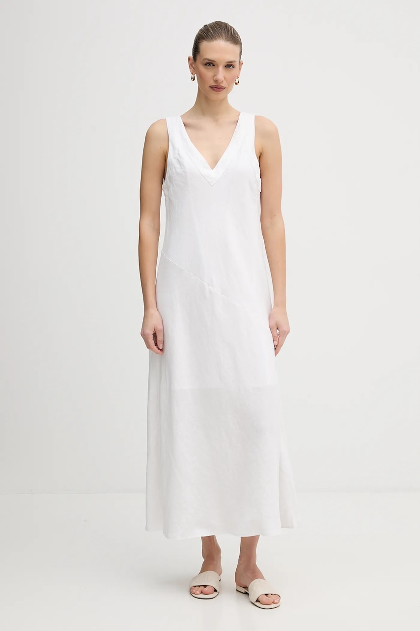 Dkny rochie din in culoarea alb, maxi, evazați, P4KBCZ70