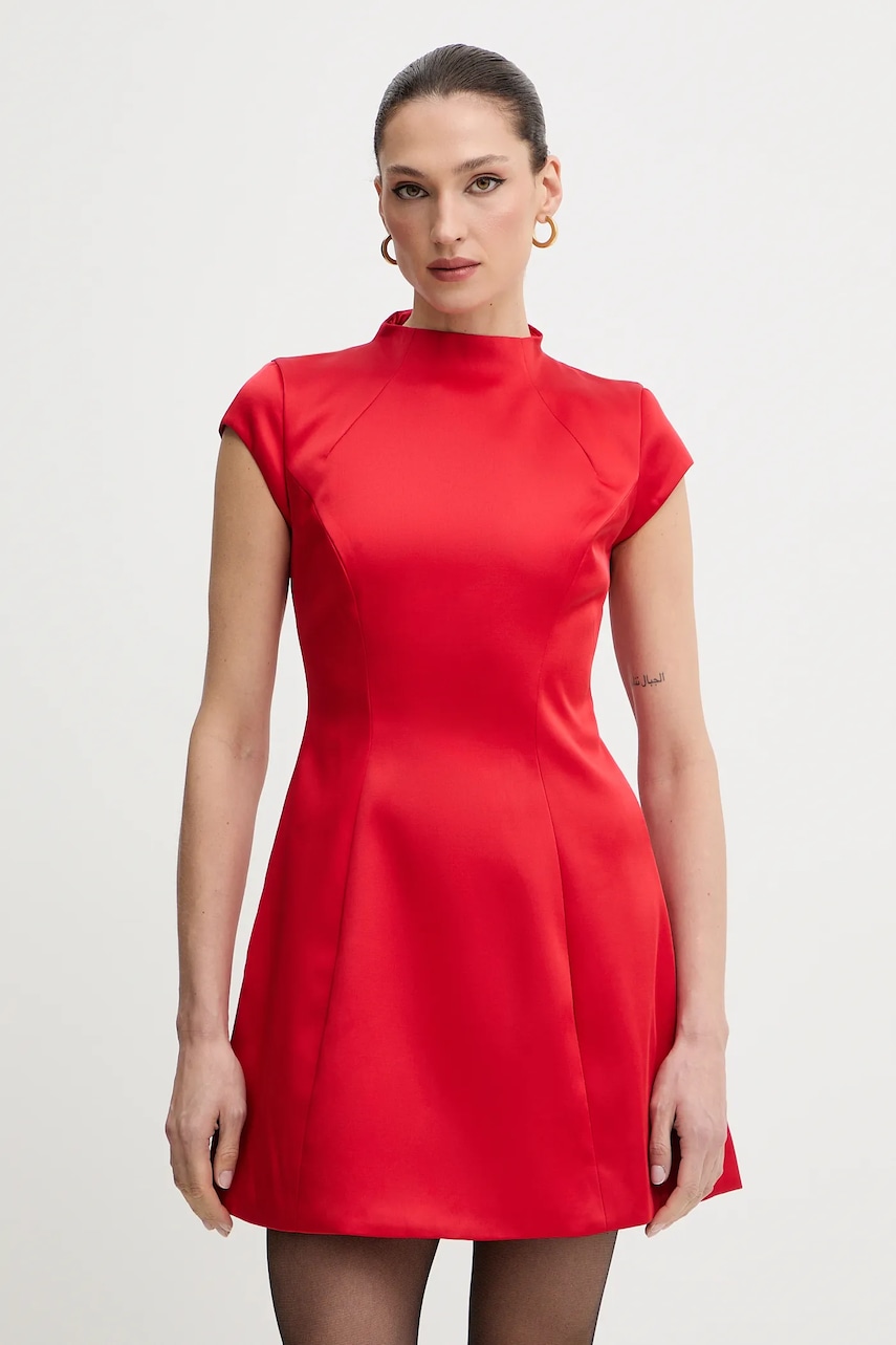 Bardot rochie culoarea roșu, mini, evazați, 59329DB2