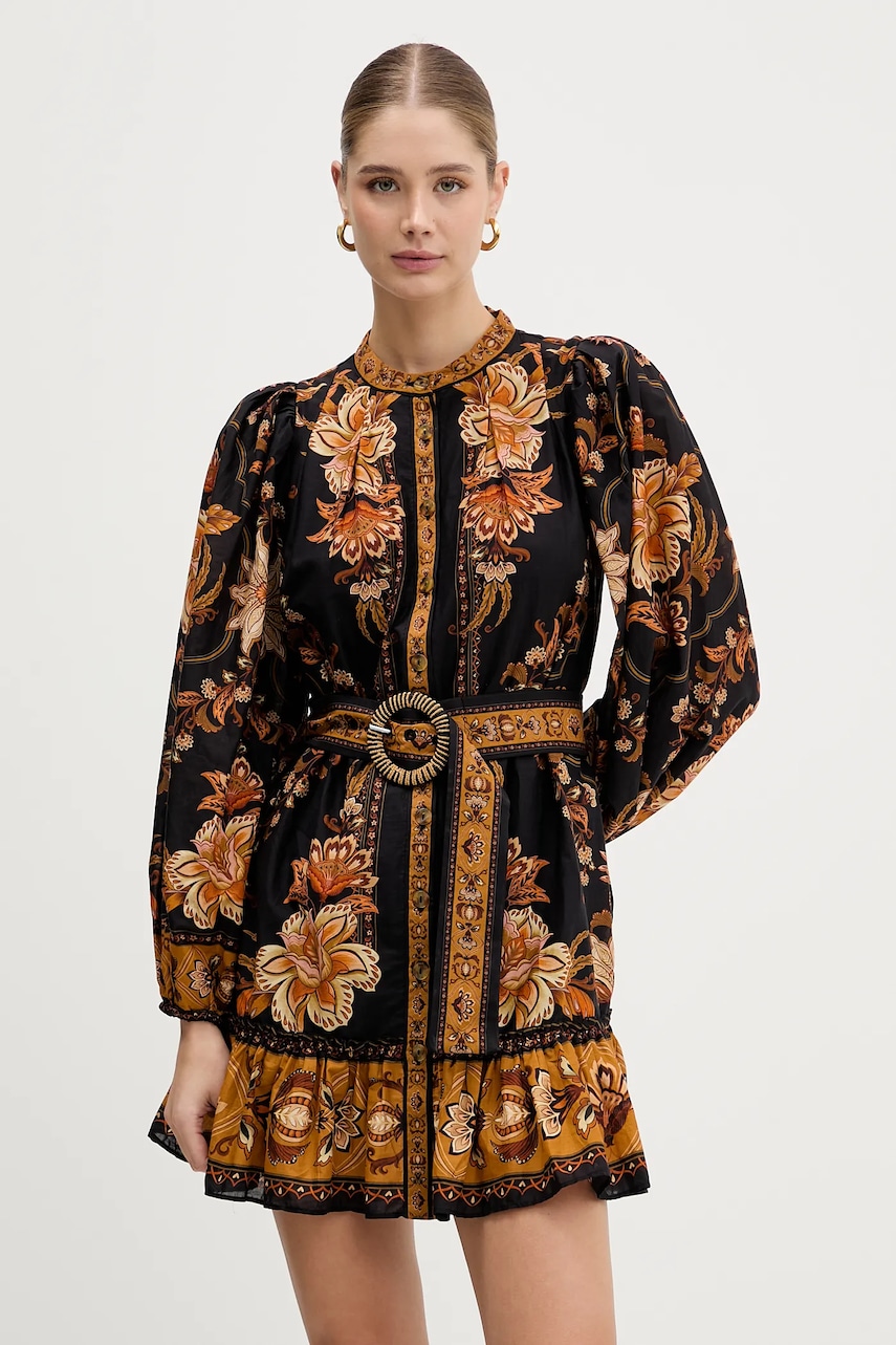 Farm Rio rochie din bumbac culoarea negru, mini, evazați, 344142