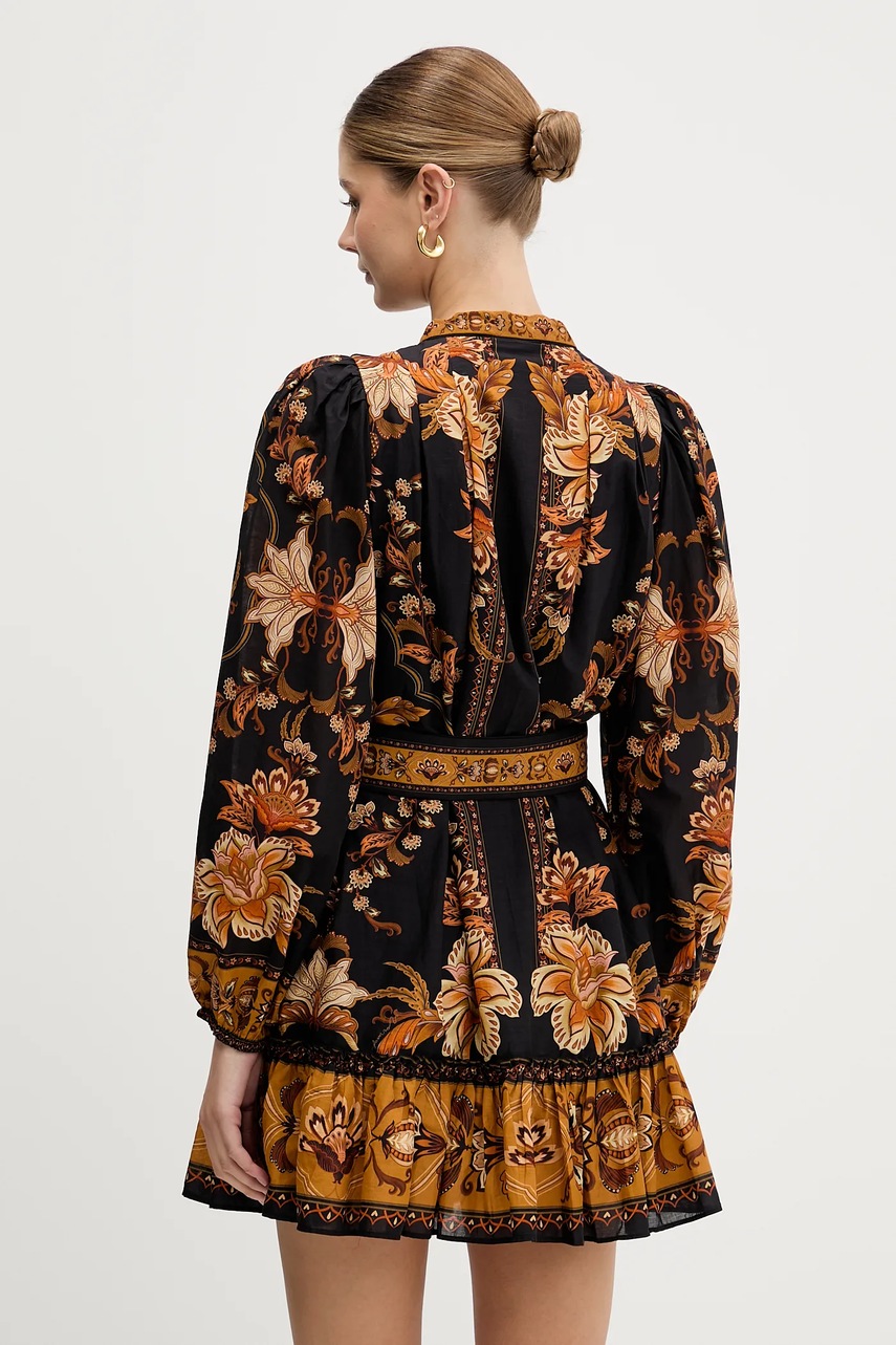 Бавовняна сукня Farm Rio колір чорний mini розкльошена 344142