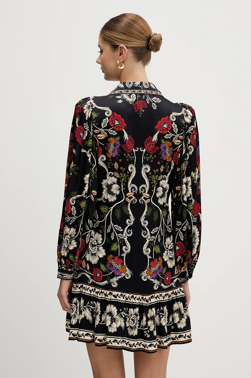 Сукня Farm Rio колір чорний mini розкльошена 344649