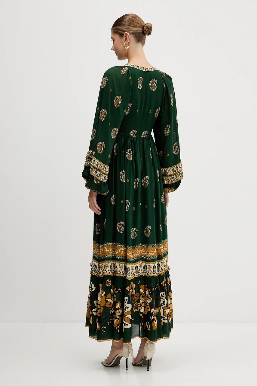 Сукня Farm Rio колір зелений maxi розкльошена 351135