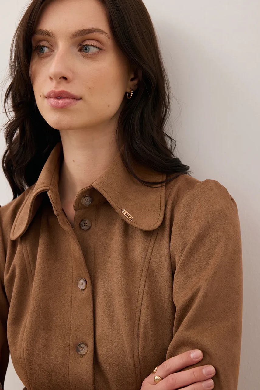 Сукня Bizuu ZORELLE колір коричневий mini розкльошена ZORELLE BRĄZOWY