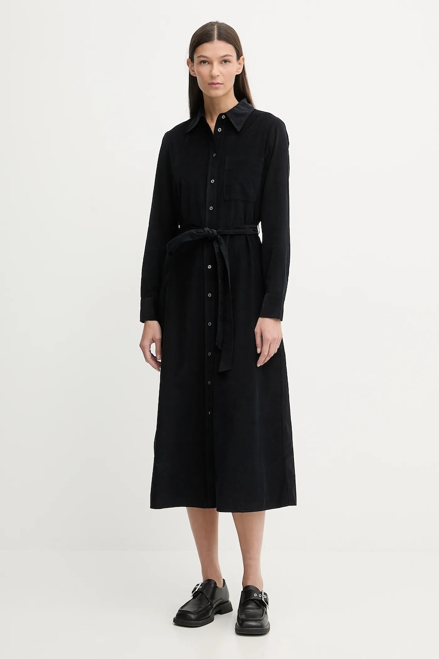 Marc O'Polo rochie din velur culoarea bleumarin, midi, drept, 600088221015