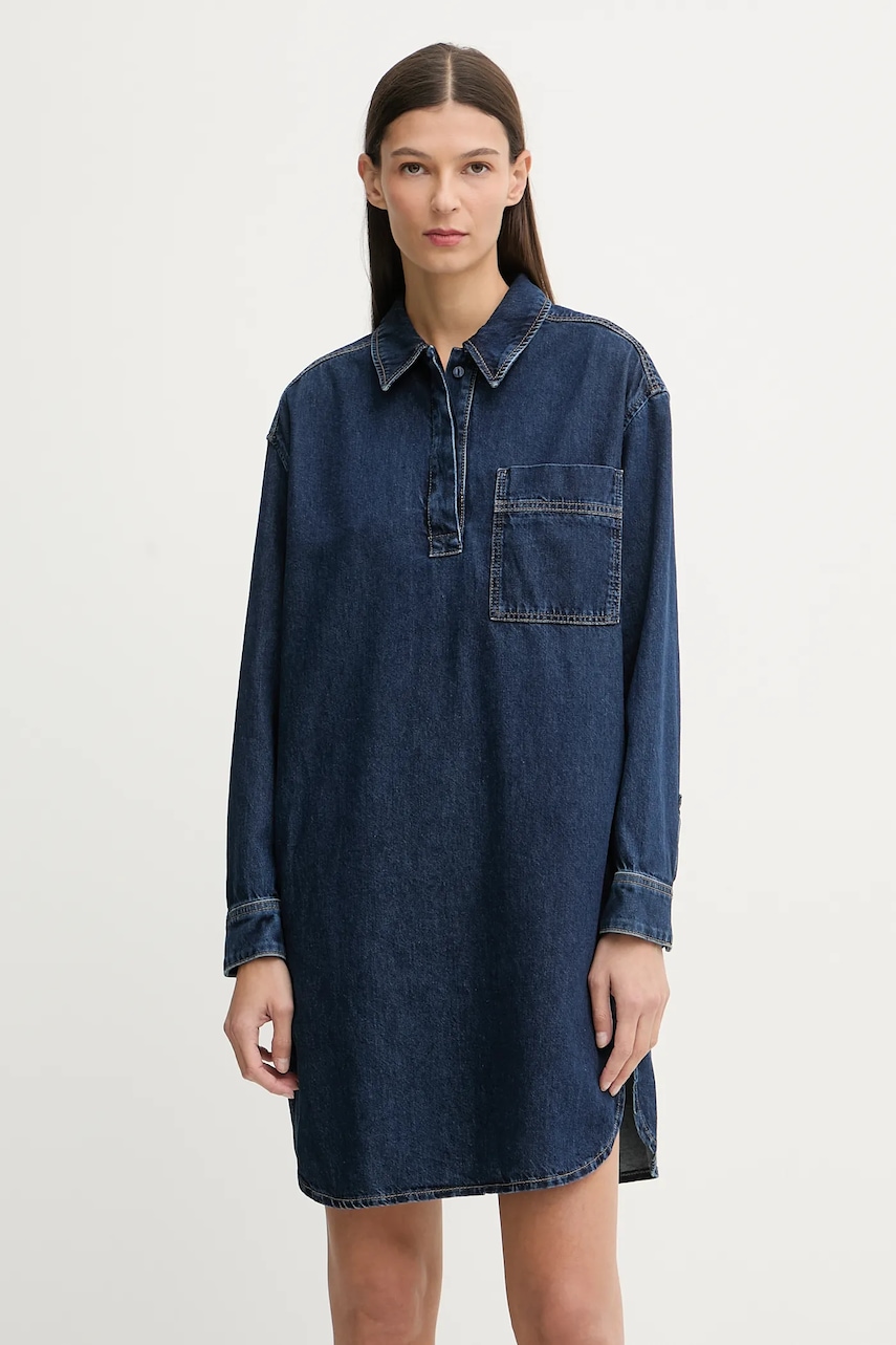 Marc O'Polo rochie jeans culoarea bleumarin, mini, drept, 5000007938