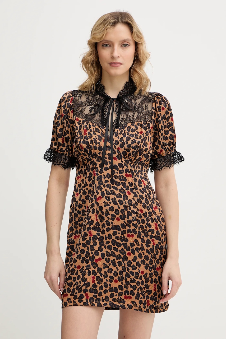 Never Fully Dressed rochie Cherry Mini Lyla culoarea maro, mini, drept, NFDDR3246