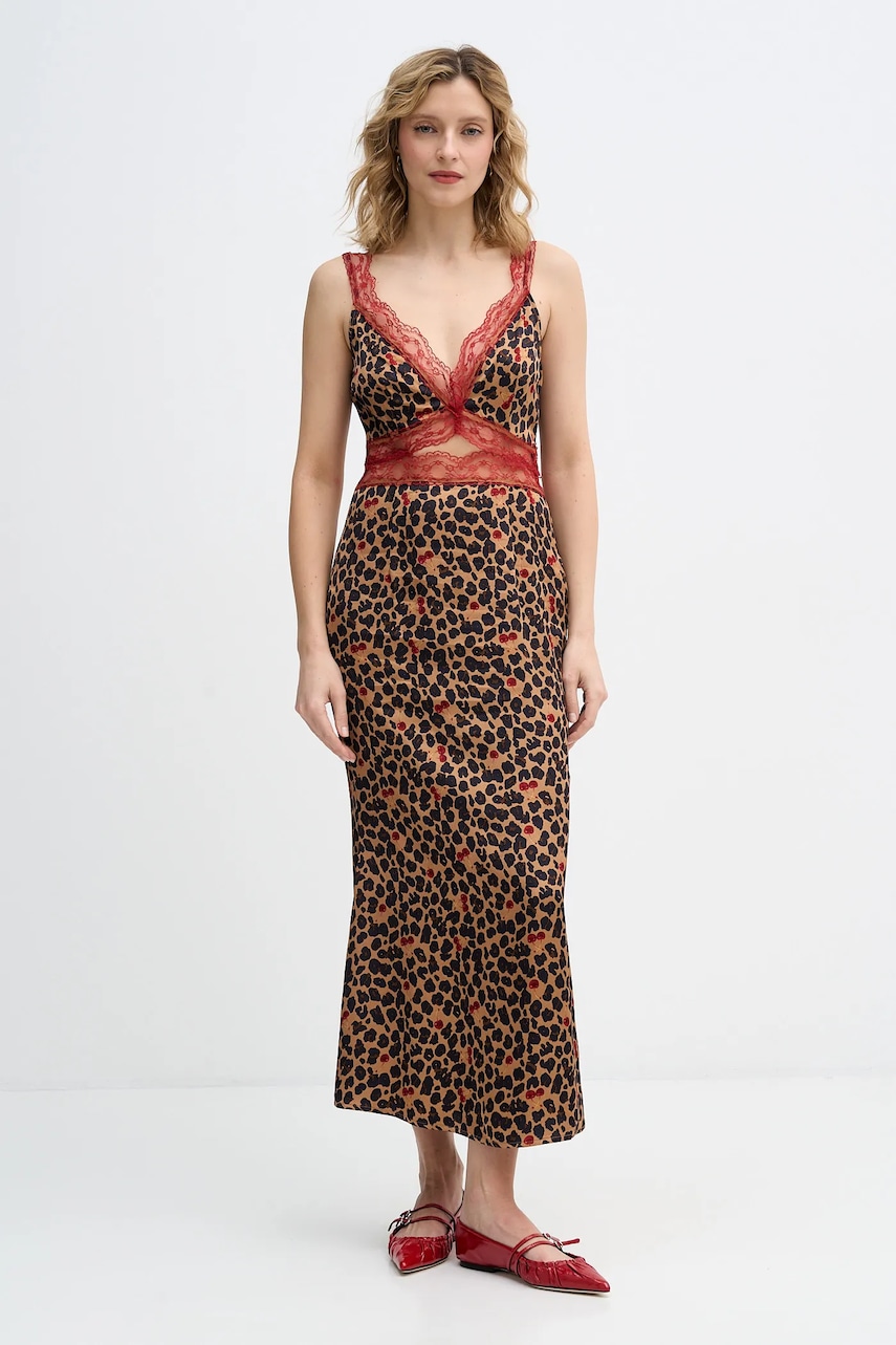 Never Fully Dressed rochie Cherry Mimi culoarea maro, maxi, mulată, NFDDR3266