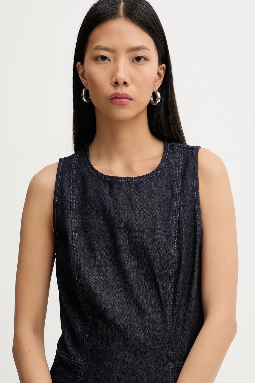 Джинсова сукня G-Star колір синій midi розкльошена D27934-E090