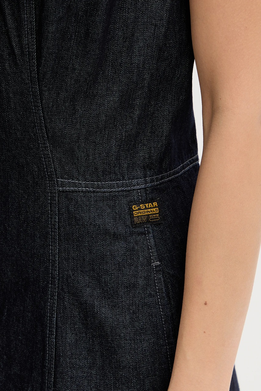 Джинсова сукня G-Star колір синій midi розкльошена D27934-E090