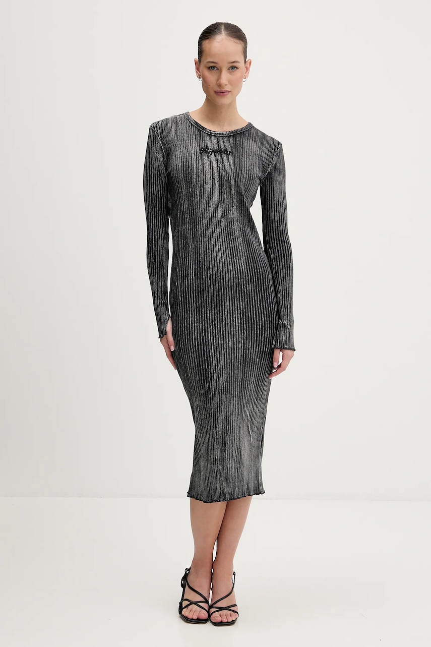 Karl Lagerfeld Jeans rochie culoarea gri, midi, mulata, B1W13055