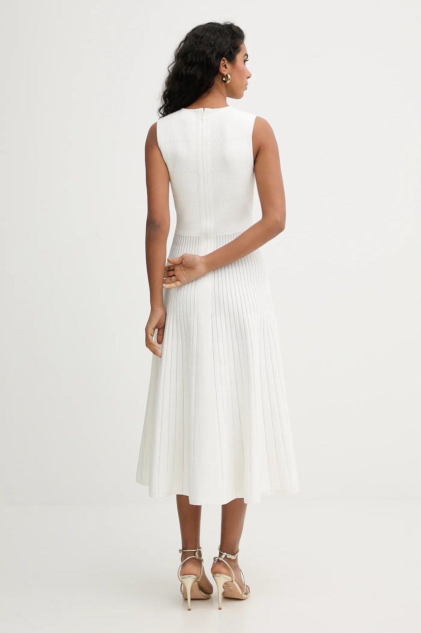 Сукня Herve Leger Cassia колір бежевий midi розкльошена DMC8548625