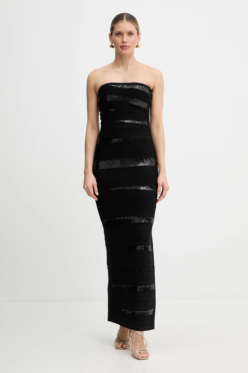 Сукня Herve Leger Chiara колір чорний maxi облягаюча SEQ8550509