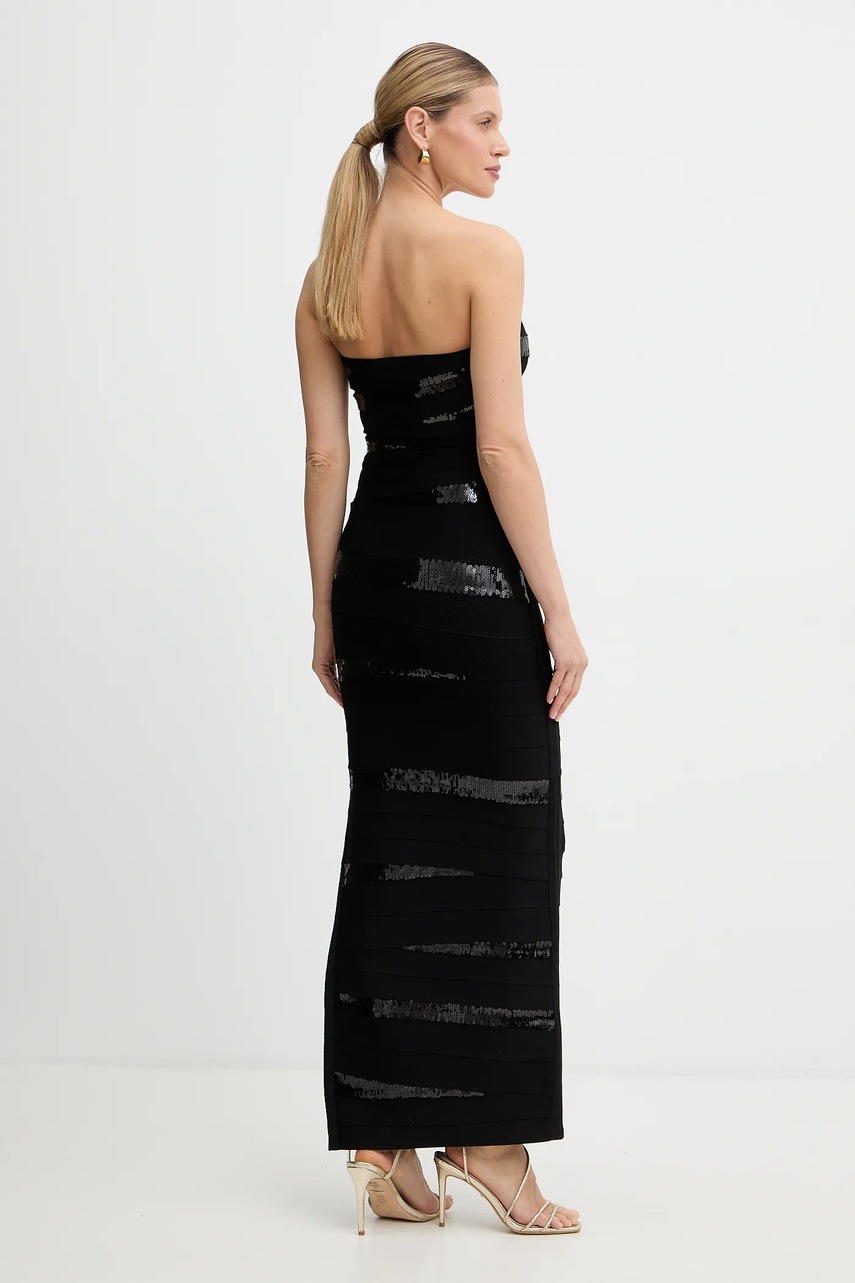 Сукня Herve Leger Chiara колір чорний maxi облягаюча SEQ8550509