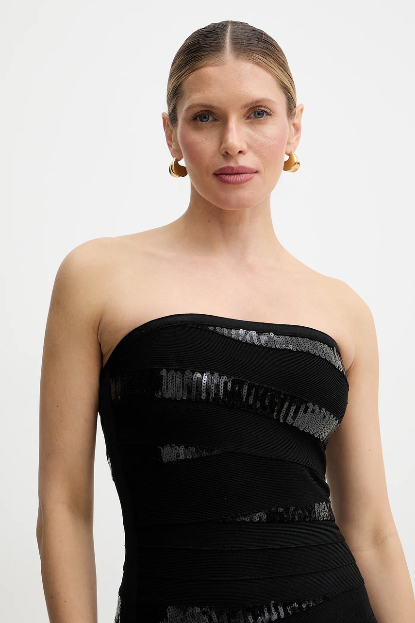 Сукня Herve Leger Chiara колір чорний maxi облягаюча SEQ8550509