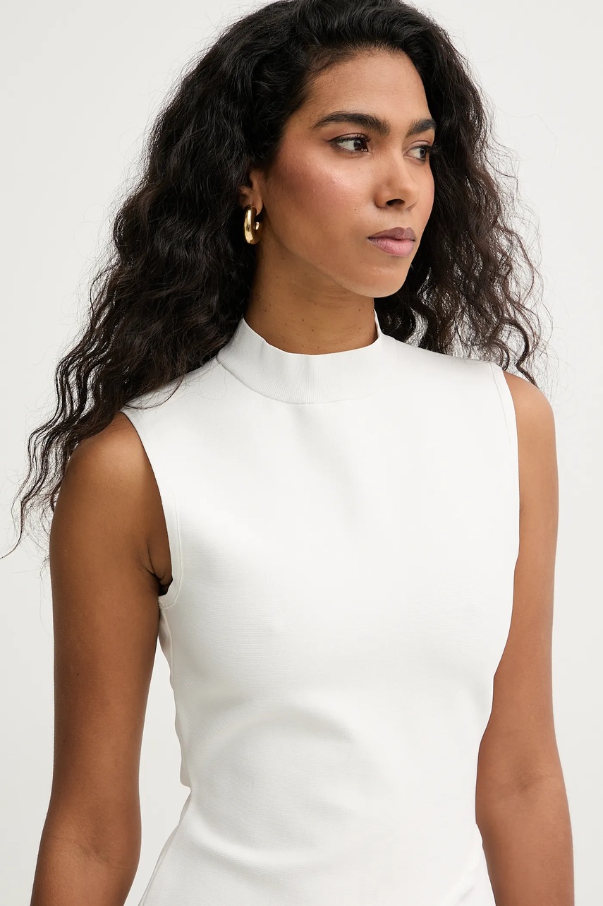 Сукня Herve Leger Esme колір бежевий midi розкльошена DWS8549892