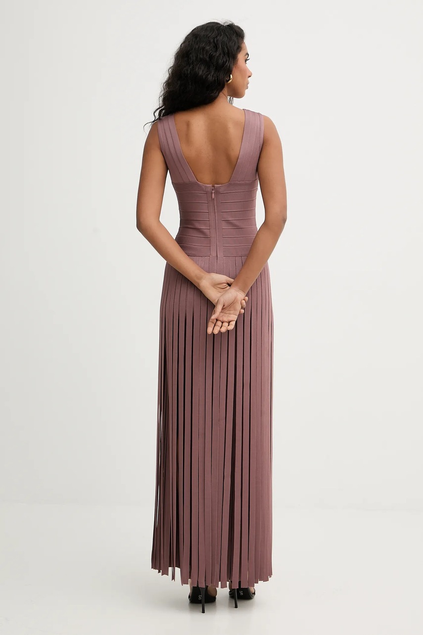 Сукня Herve Leger Harlow колір коричневий maxi облягаюча FRI8549951