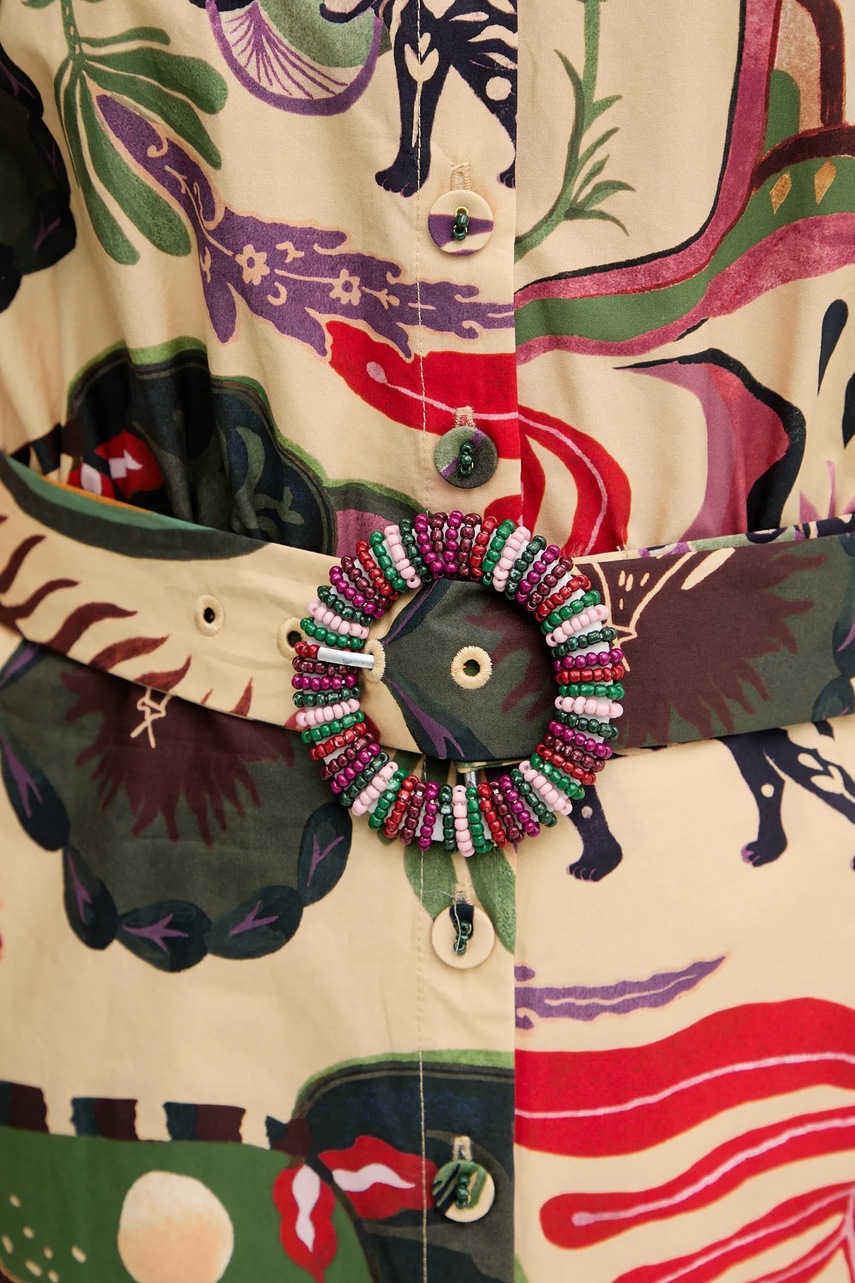 Бавовняна сукня Farm Rio колір бежевий mini пряма 350089