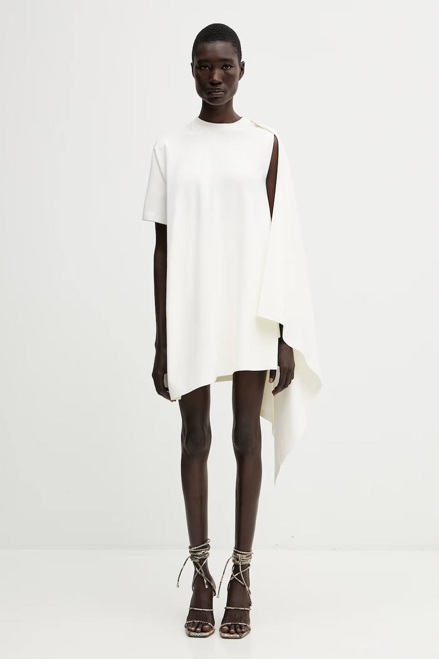 Coperni oversized φόρεμα με βισκόζη Zero Waste Draped COPJS194F5093 μπεζ S,M