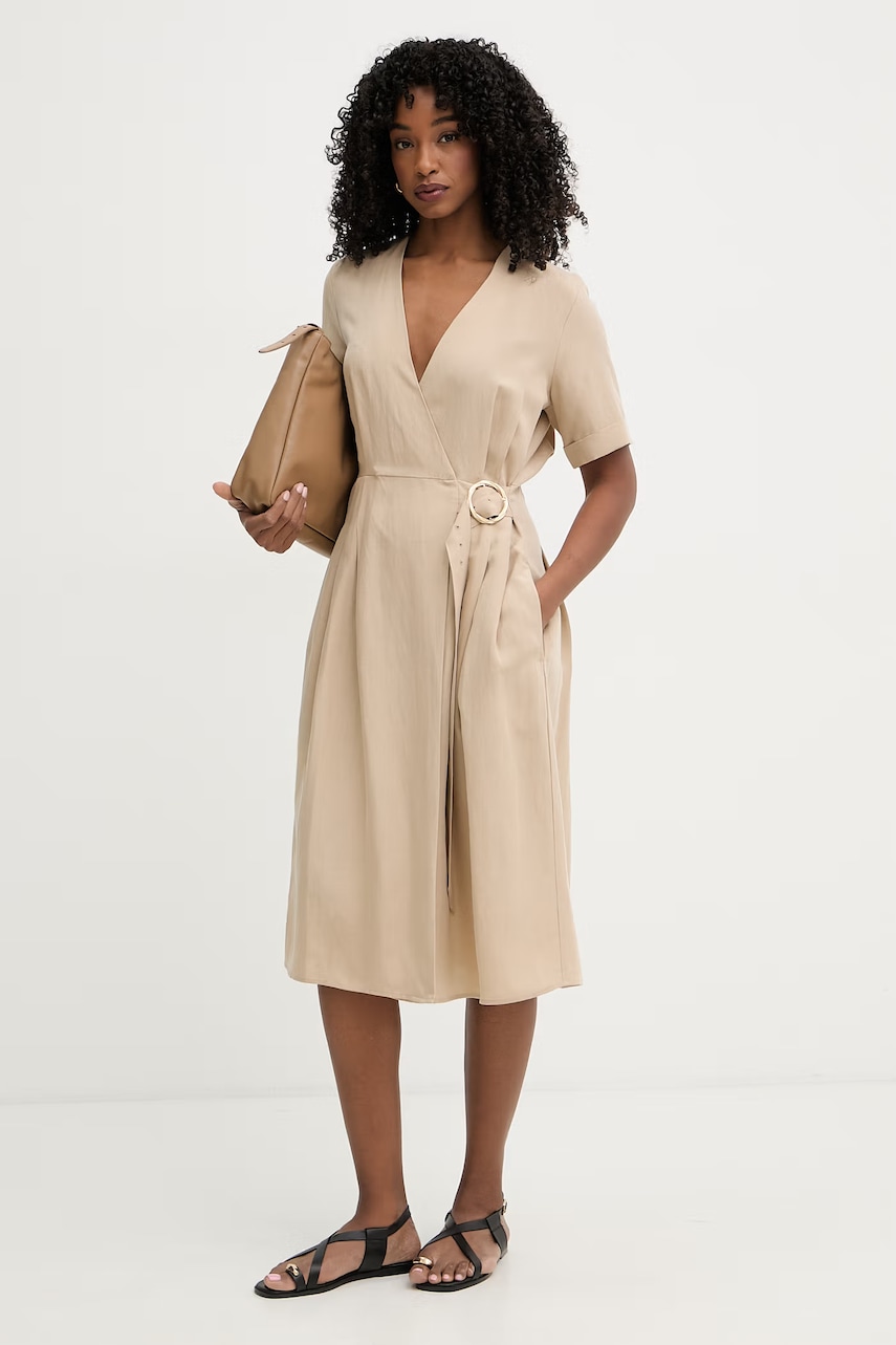 Twinset zavinovací šaty se lnem