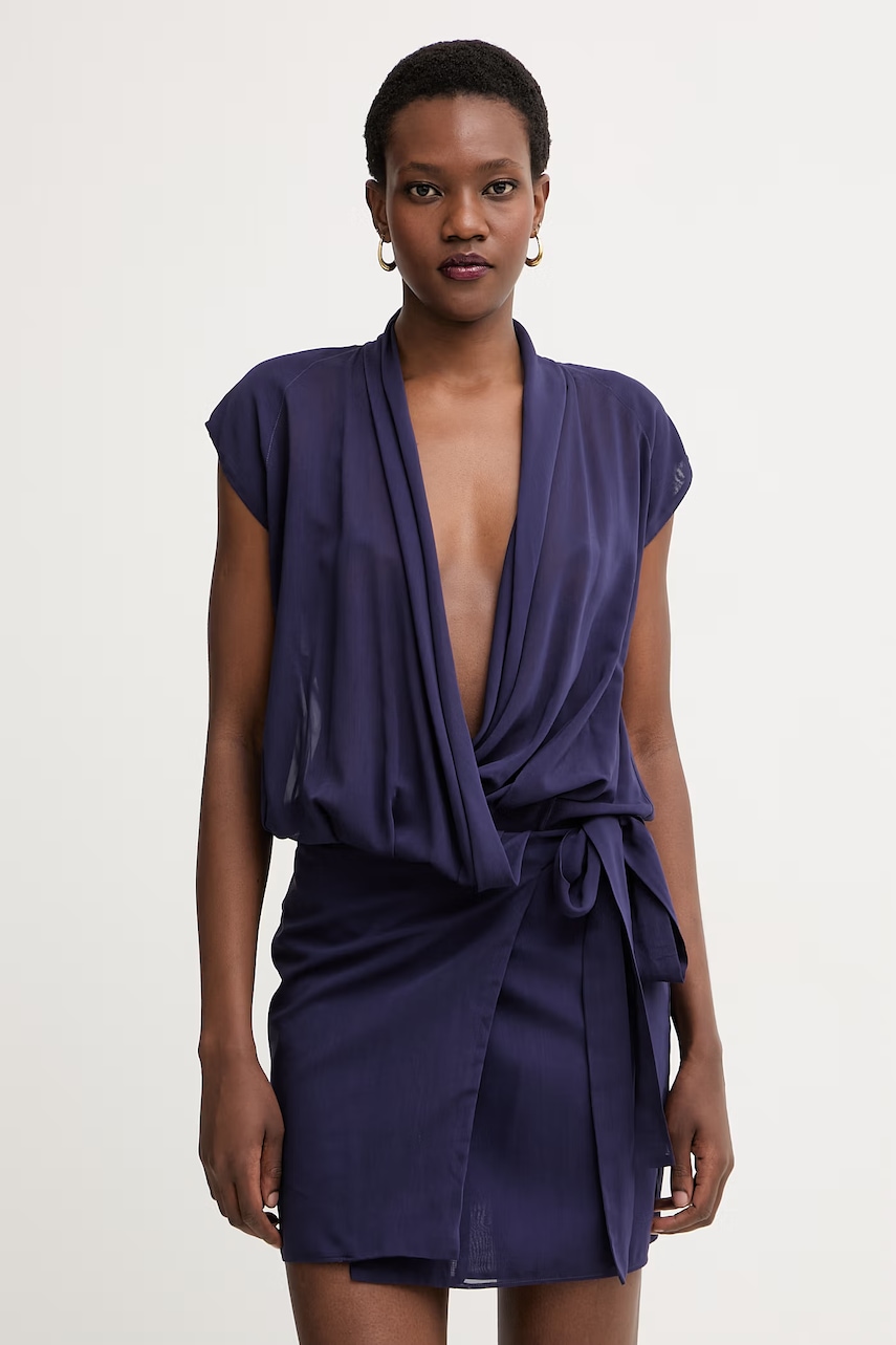 Pinko zavinovací šaty s viskózou