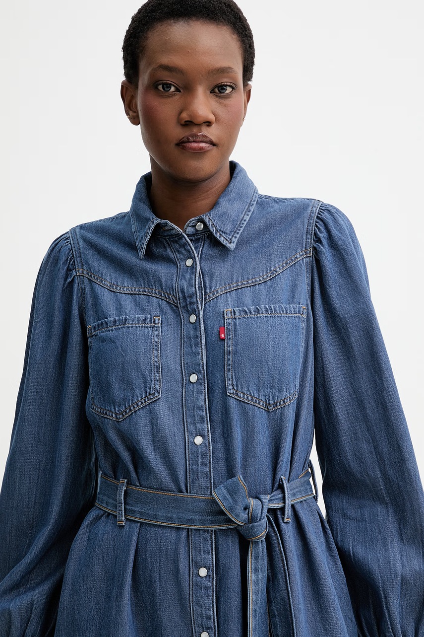 Džínové šaty Levi's JOURNEY LS MAXI (obrázek 4)