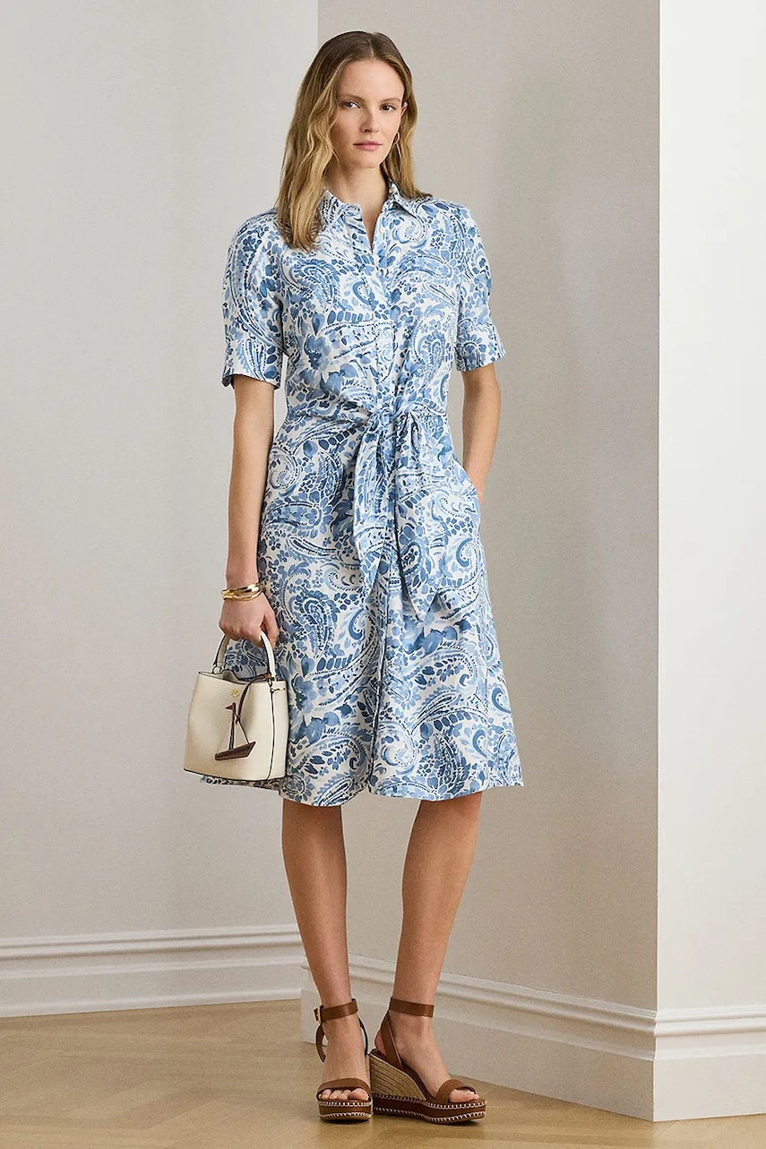 Λινό φόρεμα Lauren Ralph Lauren
