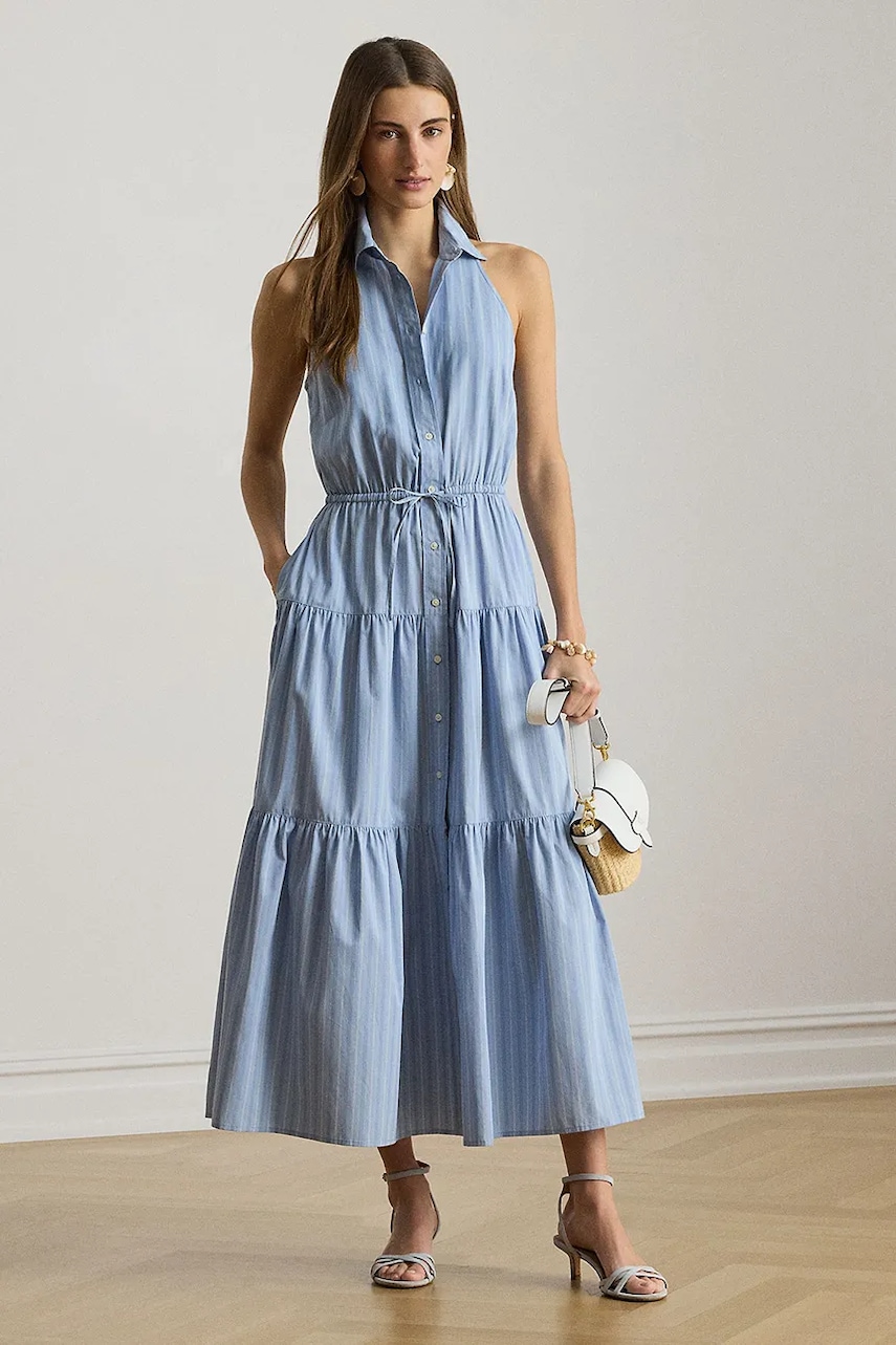 Lauren Ralph Lauren rochie tip cămașă din bumbac