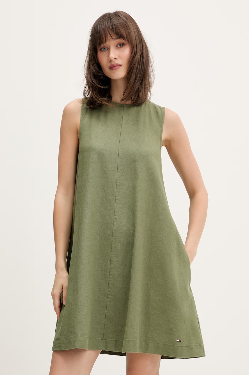 Tommy Jeans καλοκαιρινό με λινό DW0DW22343 πράσινο L,S,XS,XL,M