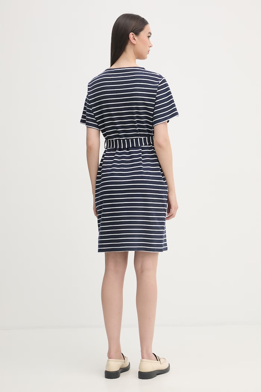 U.S. Polo Assn. šaty bavlnené BOAT NECK BOXY SLEEVE STRIPE MIDI