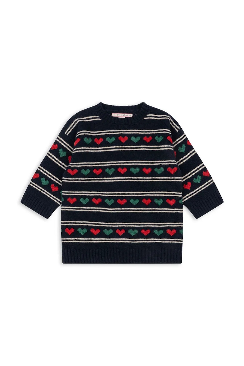 Detské šaty s prímesou vlny Konges Sløjd BELOU KNIT DRESS
