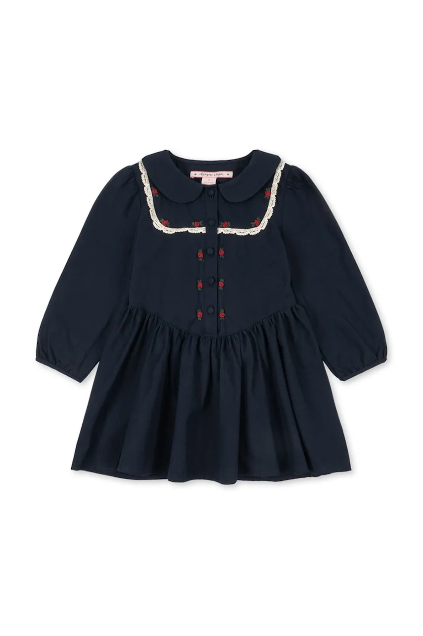 Konges Sløjd rochie din bumbac pentru copii EMMY DRESS GOTS culoarea bleumarin, mini, evazati, KS104292