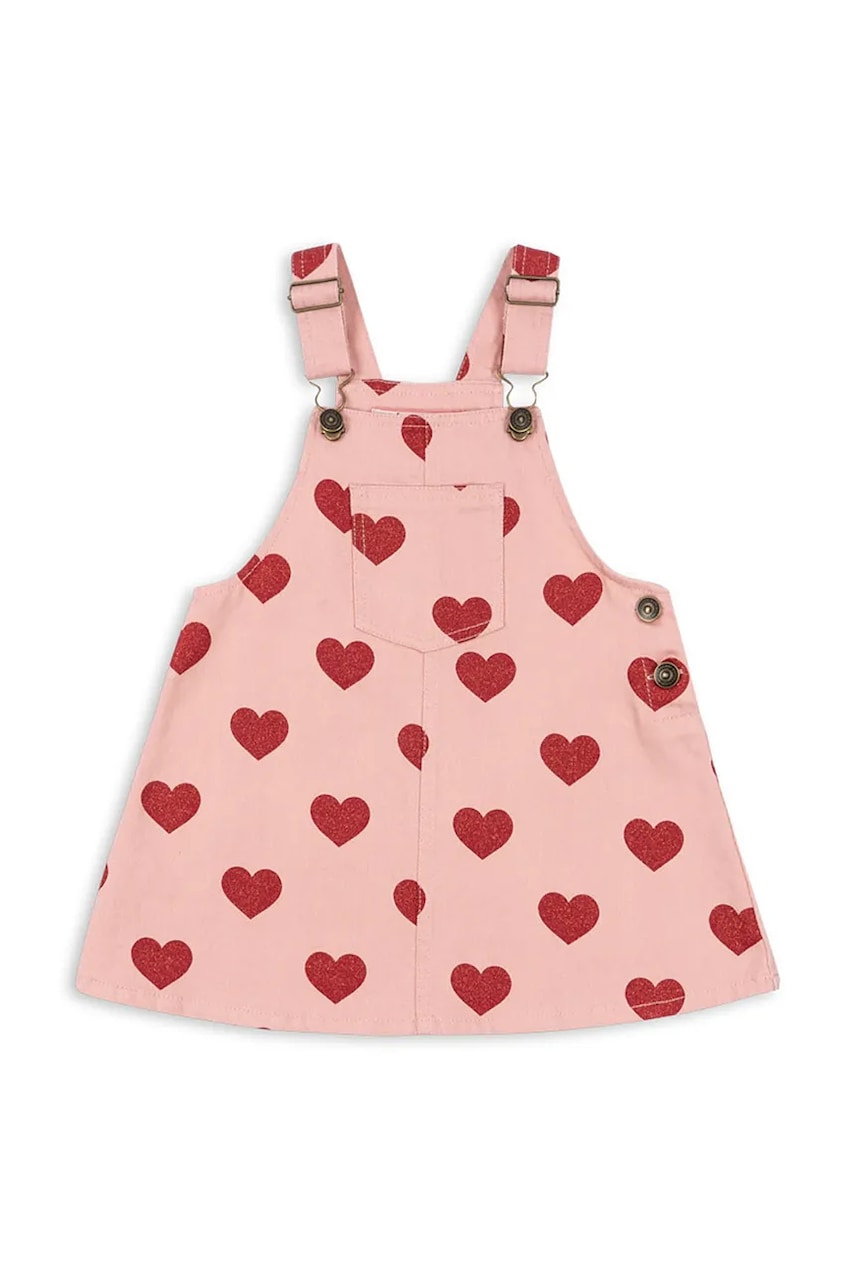 Konges Sløjd rochie din bumbac pentru copii MAGOT OVERALL DRESS GOTS culoarea roz, mini, evazati, KS104360