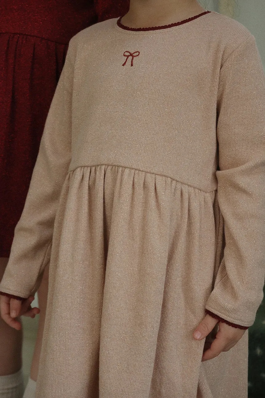 Konges Sløjd rochie fete ROLI DRESS culoarea bej, mini, evazati, KS104415