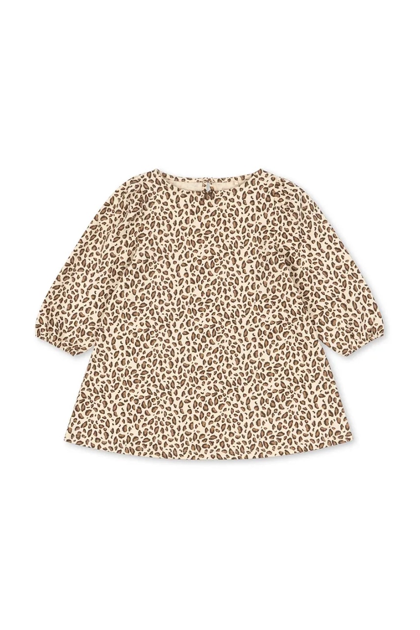 Konges Sløjd rochie din bumbac pentru copii DREY DRESS GOTS culoarea bej, mini, evazați, KS104290