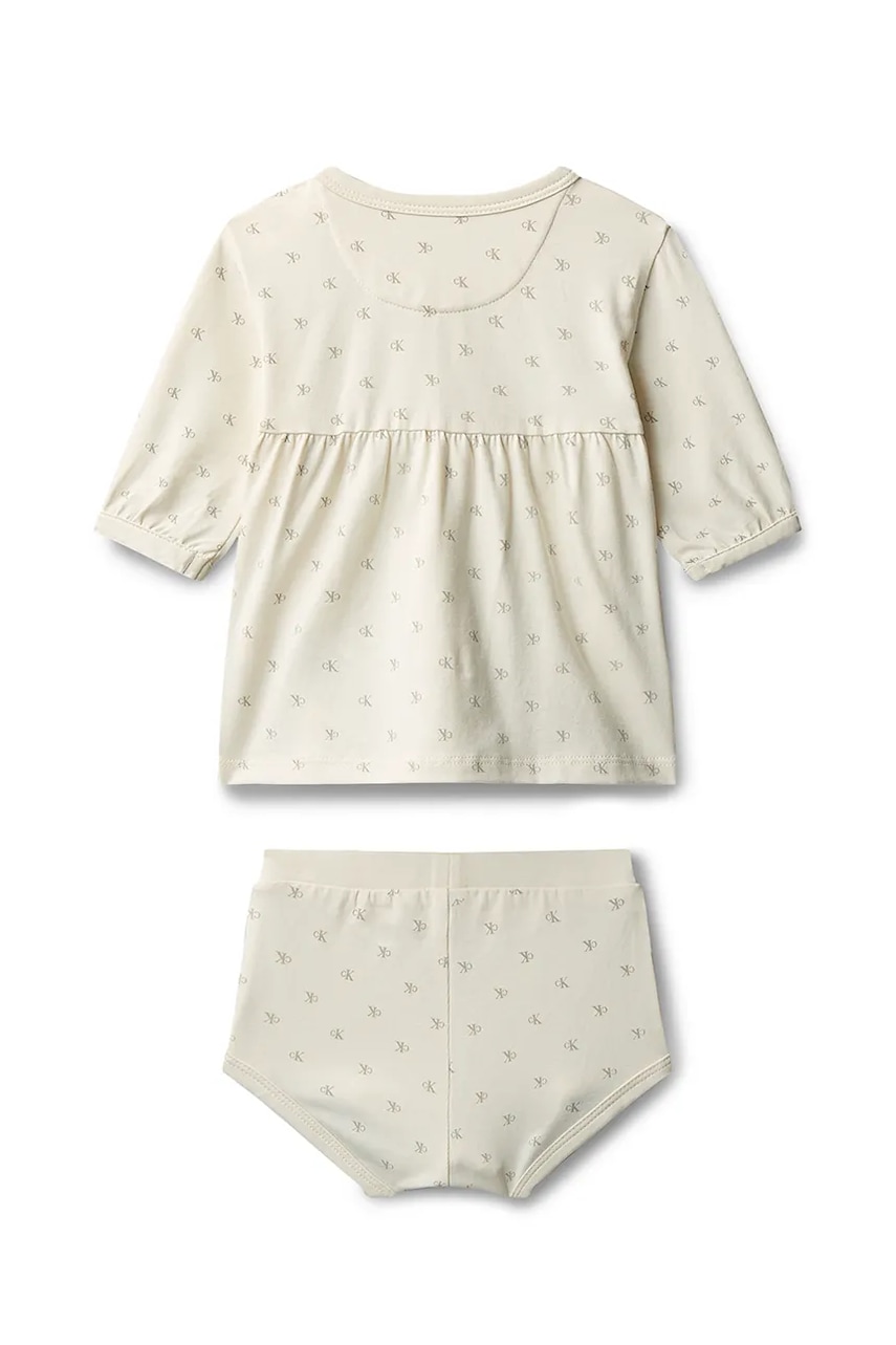 Детское платье Calvin Klein Jeans цвет бежевый mini расклешённое IN0IN00351 Детское платье Calvin Klein Jeans цвет бежевый mini расклешённое IN0IN00351