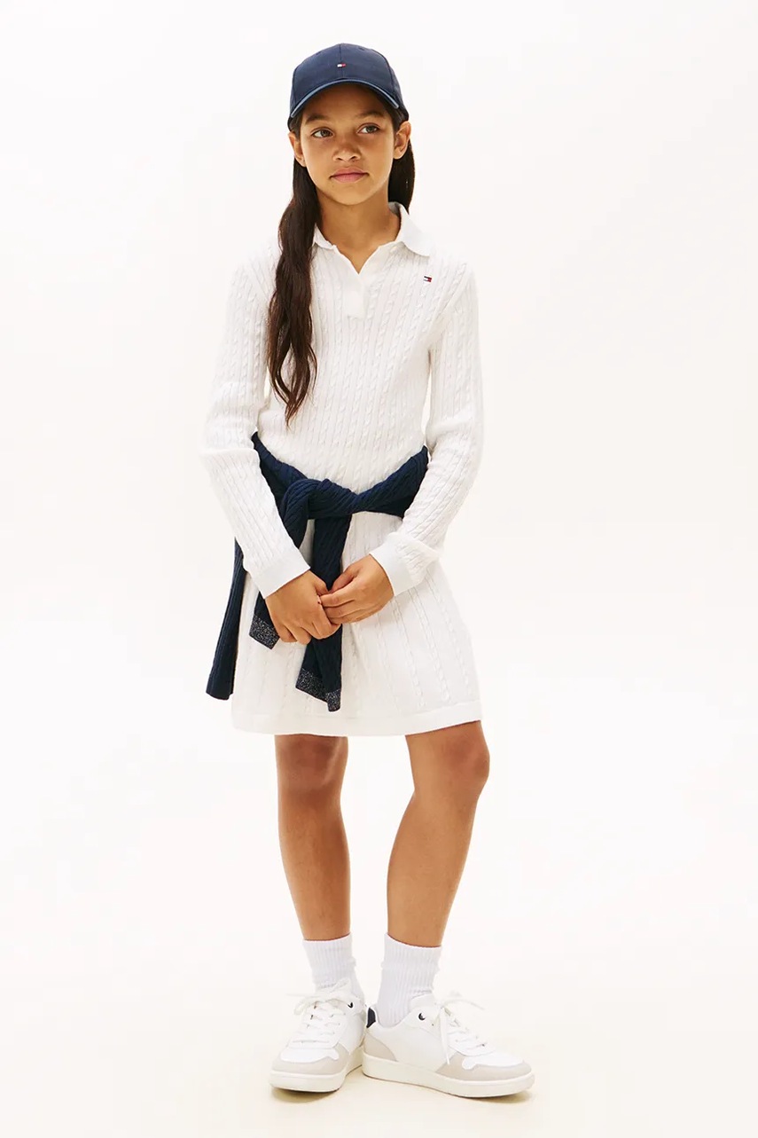 Levně Dívčí šaty Tommy Hilfiger béžová barva, mini, KG0KG08938