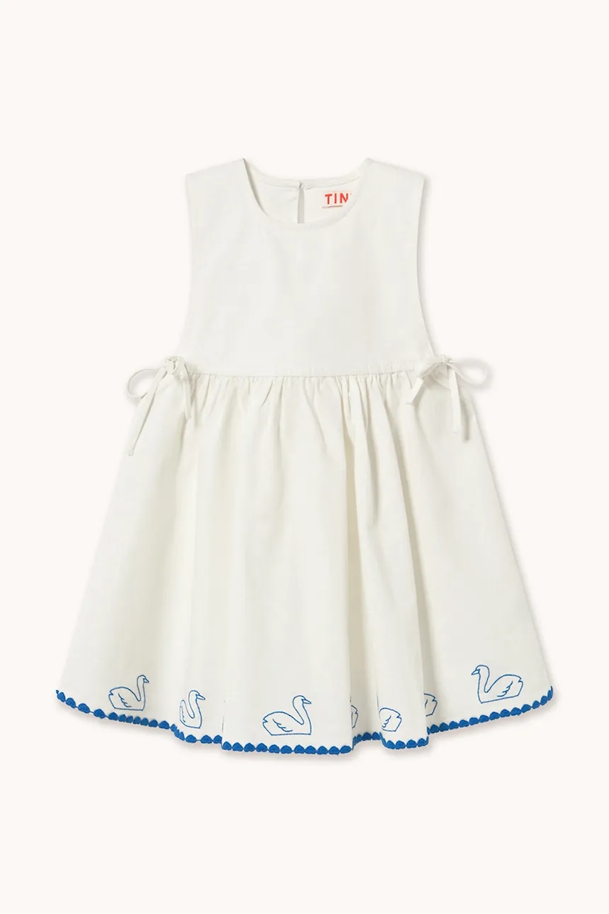 Detské šaty s prímesou ľanu Tinycottons SWANS BOWS DRESS