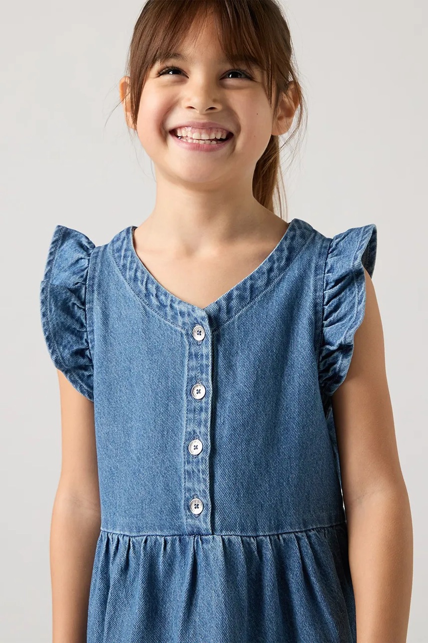 Dievčenské bavlnené šaty Levi's FLUTTER SLEEVE BUTTON UP D