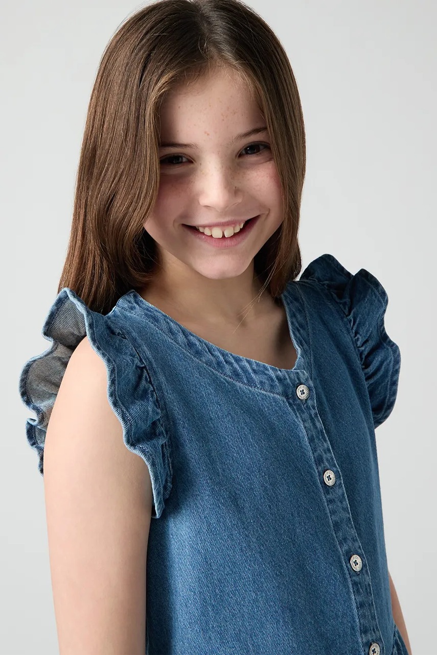 Dievčenské bavlnené šaty Levi's FLUTTER SLEEVE BUTTON UP D